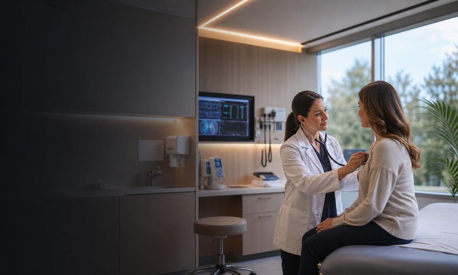 Urgent care provider treating a patient